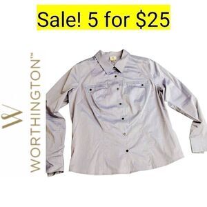 Worthington Lavender Blue Snap Buttons Long Sleeve Shirt on Sale 5 for $25
